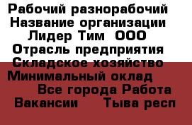 Рабочий-разнорабочий › Название организации ­ Лидер Тим, ООО › Отрасль предприятия ­ Складское хозяйство › Минимальный оклад ­ 14 000 - Все города Работа » Вакансии   . Тыва респ.